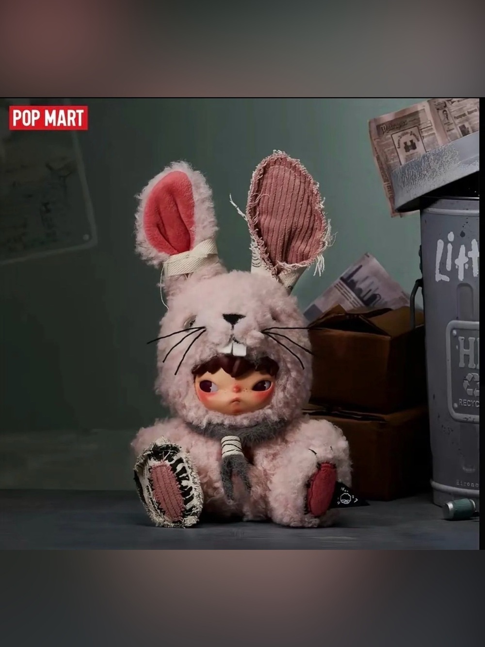 POP MART Little Hare Pink Hirono - can has dent in front.  New
